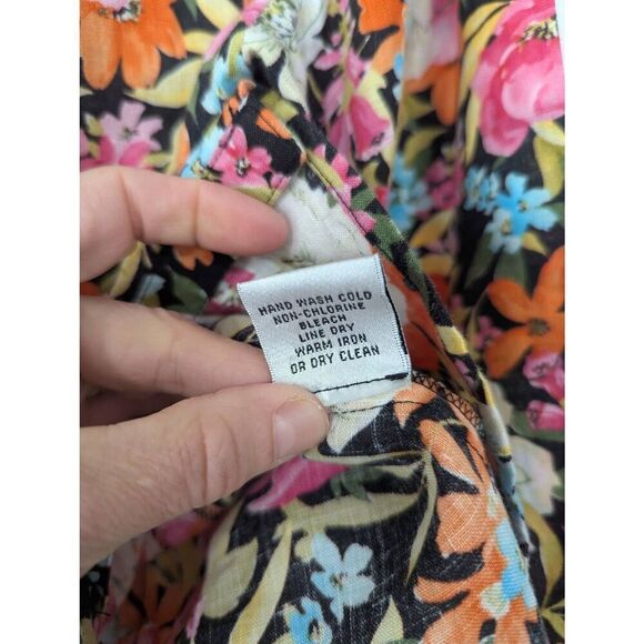 Talbots Linen Button Up Shirt women's size 16 floral print beachy vacation - Picture 5 of 6